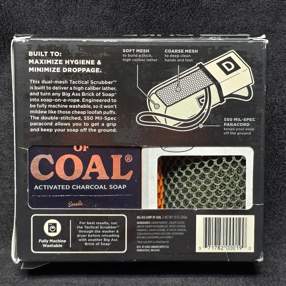 Duke Cannon Supply Big A$S Lump of Coal Tactical Scrubber Soap On A Rope Bundle - Picture 3 of 7